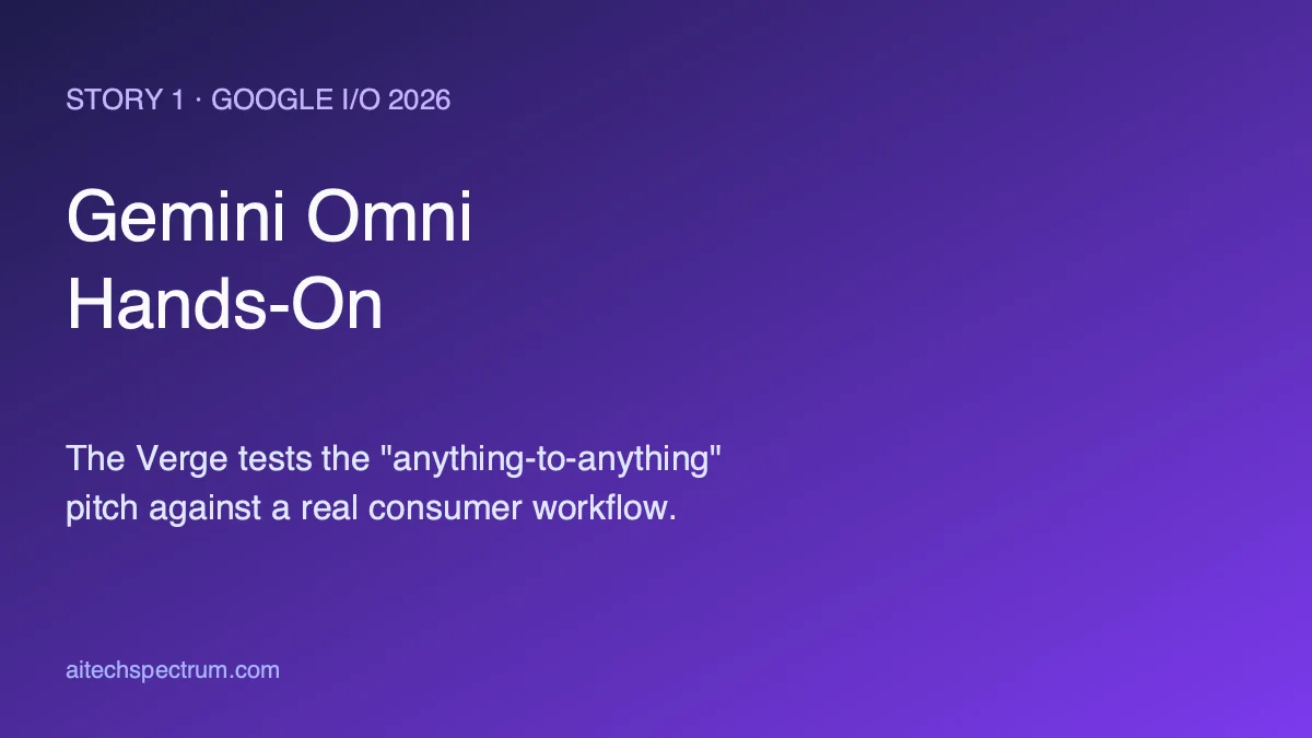 A reporter tests Gemini Omni by uploading a photo of a stuffed animal and asking the model to generate a short video showing the toy on a vacation, then iterates on the prompt to compare outputs and verify whether the anything-to-anything pitch from Google I/O 2026 survives a real consumer workflow on a Saturday afternoon
