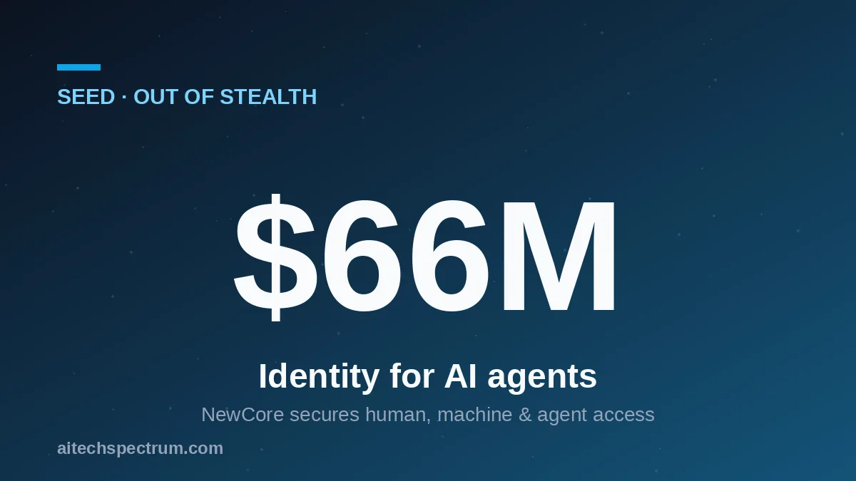Editorial illustration of agent identity — an enterprise directory issuing ID badges to a row of small robot agents alongside human and machine icons, each badge carrying a scoped access key, with a governance console overseeing them